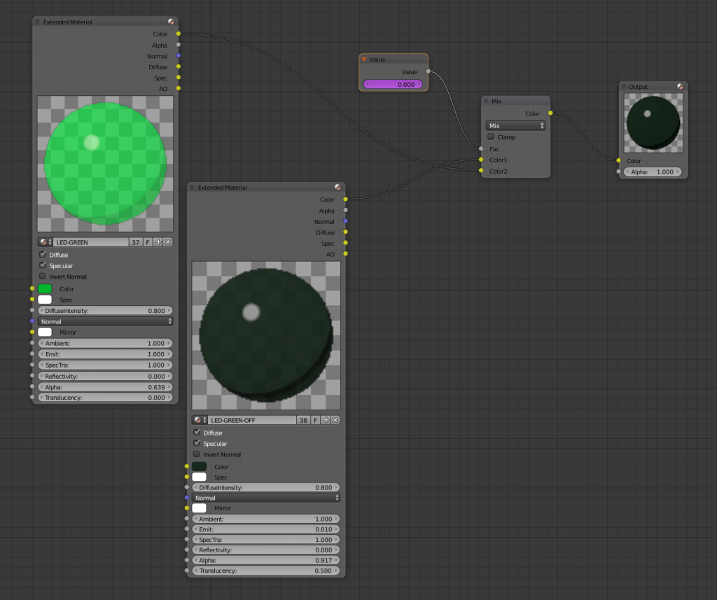 Material Nodes for LED Indicators