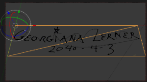 Textured signature canvas object in Blender.