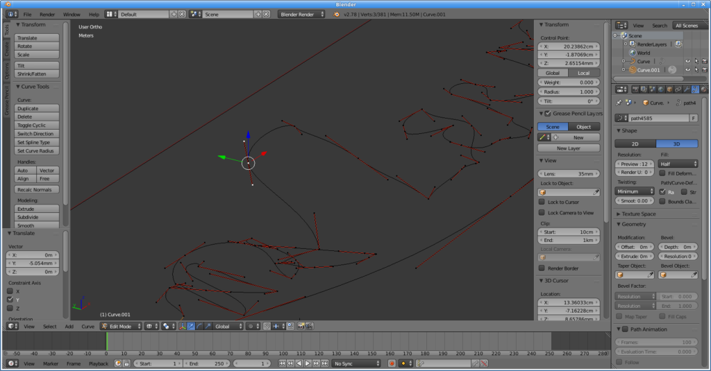 3D Modification of Curve