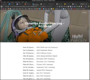 Image of Georgiana in Spacesuit Testing Couch, with archive listings from HTML annual report.