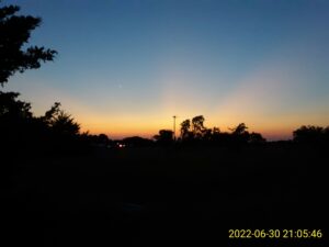 Silhouette of the horizon at sunrise.