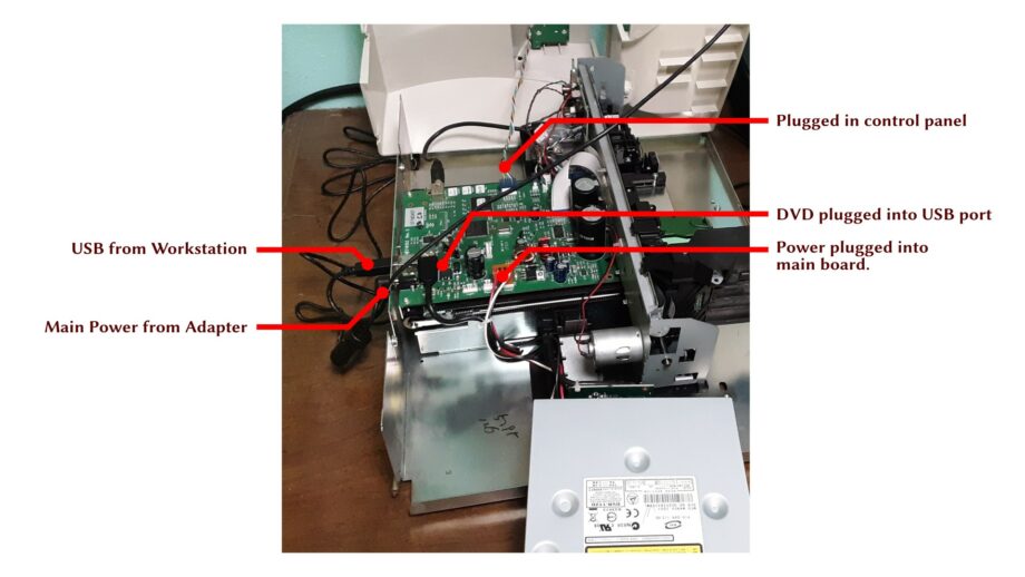 Duplicator reconnected electrically, though it is still mechanically taken apart.