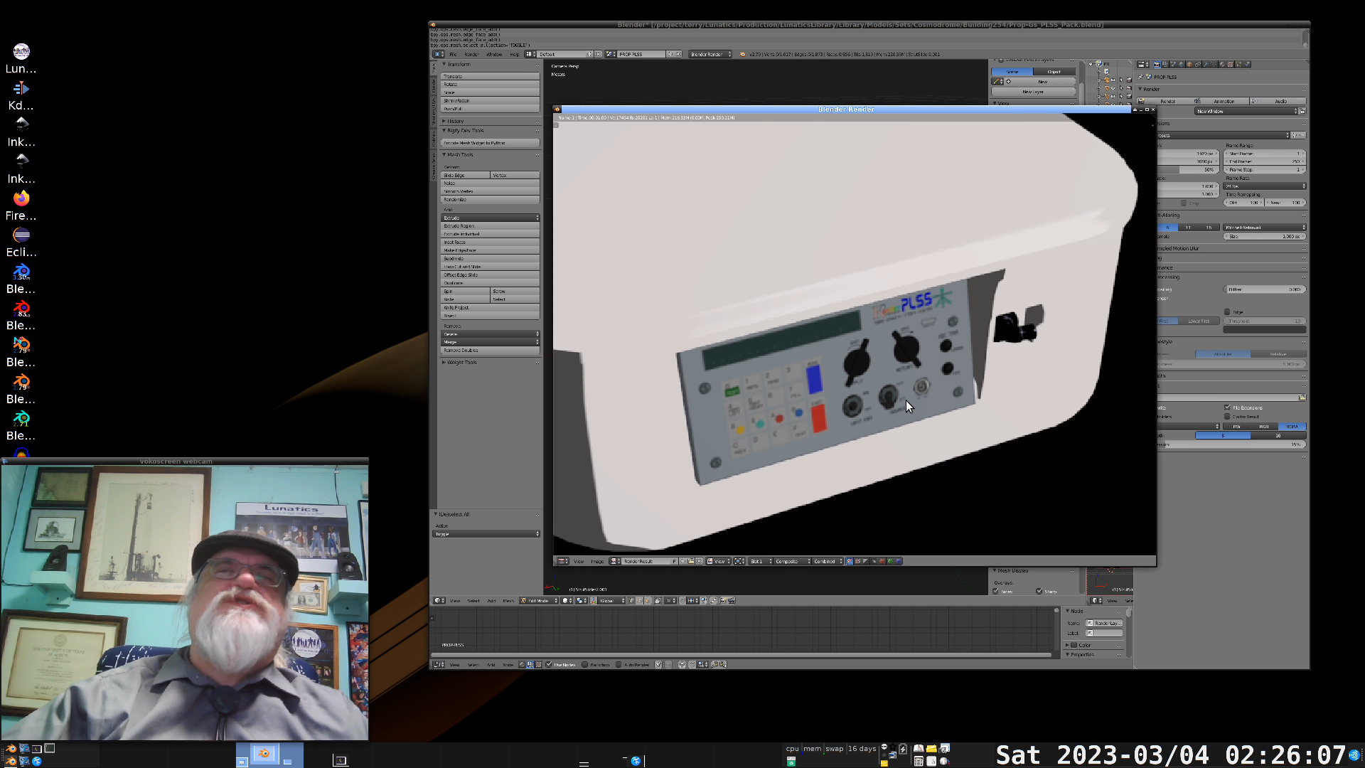 Screen capture from screencast on PLSS prop.