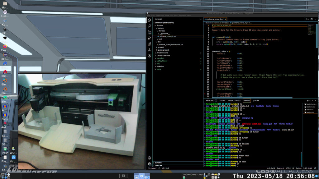 Screen capture of Bunsen debugging configuration.
