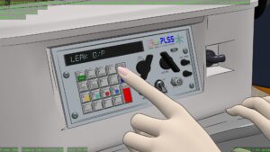 Control panel with Tech's hand