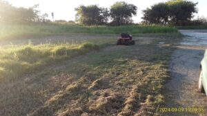 Mower in Mowed Grass