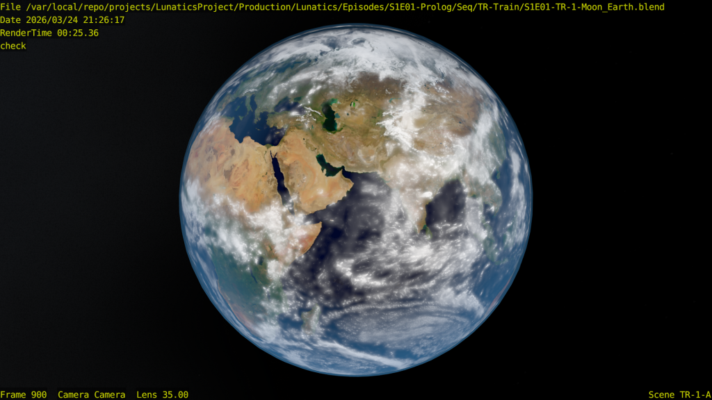 Simulated Earth from Lunatics - No Children in Space opening.