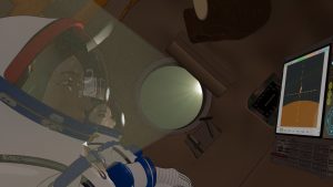 Sunbeam shining into Soyuz spacecraft.