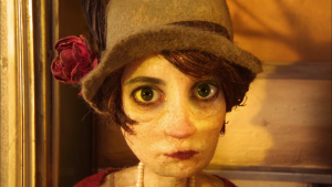 Madame Tutle Putli's face and eyes, looking at the camera.