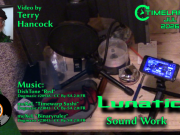 July 2026 Summary Cover for July 2026 Timelapse, featuring our soundbooth set up for foley recording.